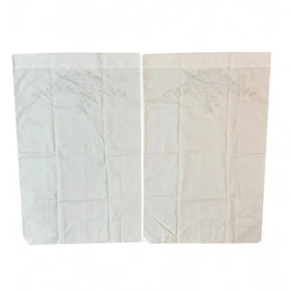 Embroidered cross stitched white pillowcase set of 2‎ w/ blue floral girl dress